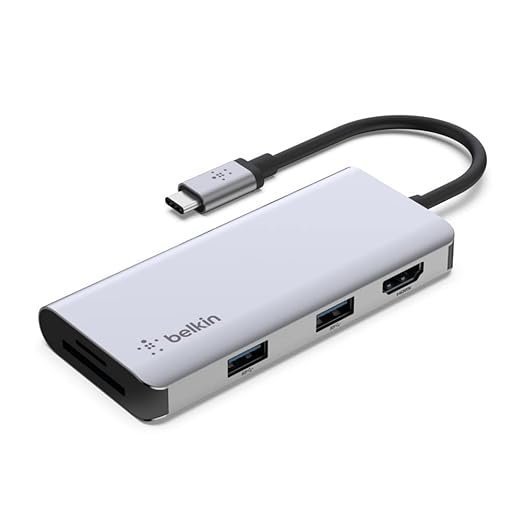 Belkin 5-in-1 USB C Hub: 4K HDMI, USB 3.1 & Card Reader Dock