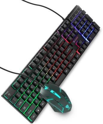 RAEGR RapidGear X30 Wired Keyboard and Mouse Combo Set with Rainbow Backlight