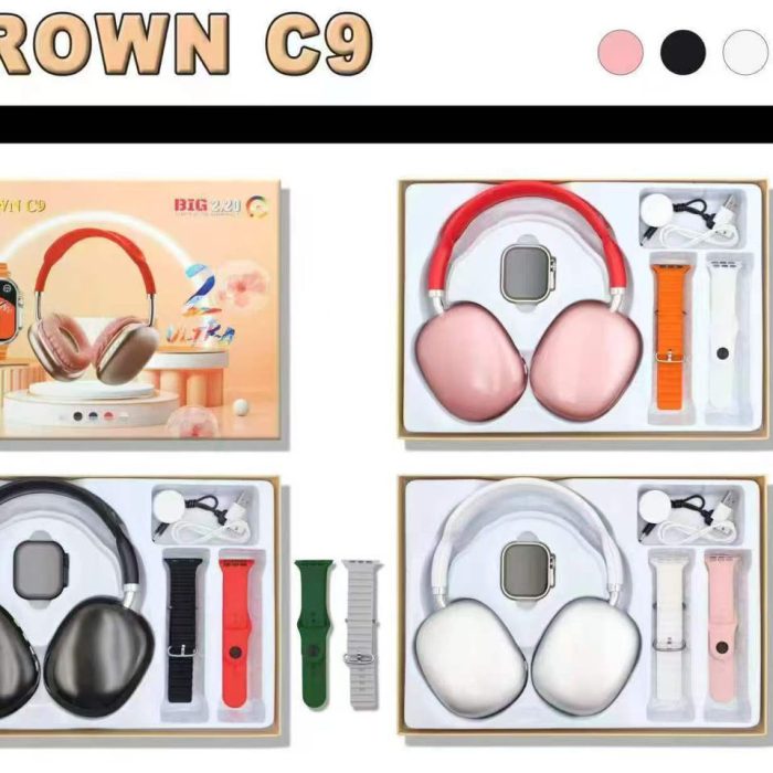 CROWN C9 Ultra Smartwatch + Wireless Headphones Combo